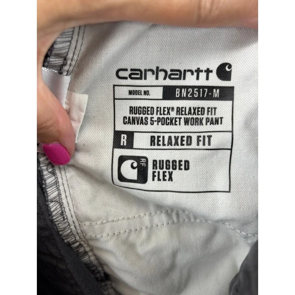 Carhartt Rugged Flex Canvas Work Pants Mens 38x36 Gray Relaxed Fit BN2517-M